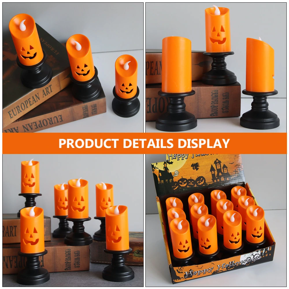 3Pcs Halloween Candle Lamps Decorative LED Lights Festival Lighting Ornaments