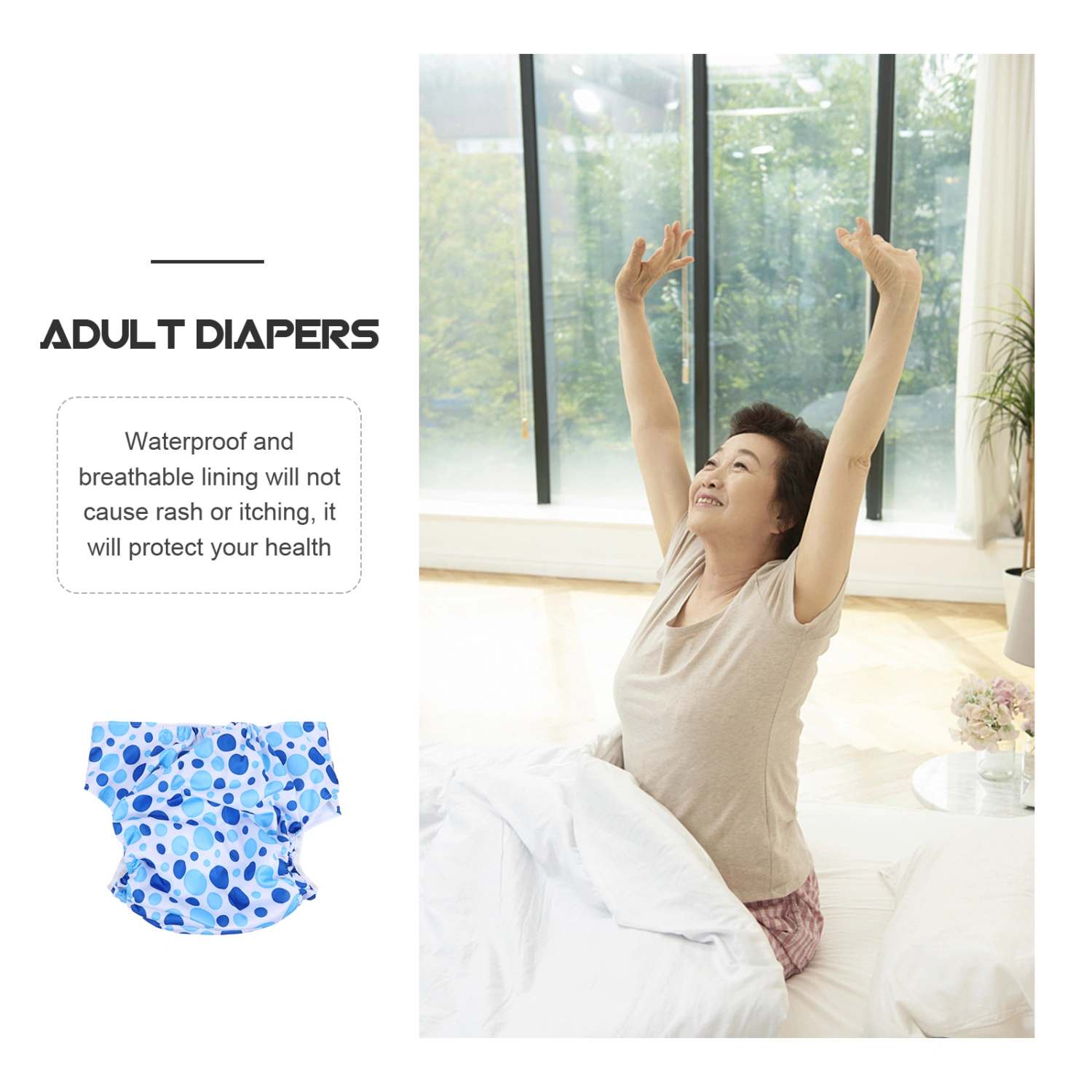 1Pc Anti-leak Adult Diaper Breathable Sanitary Pant Elderly People Printing Nappy