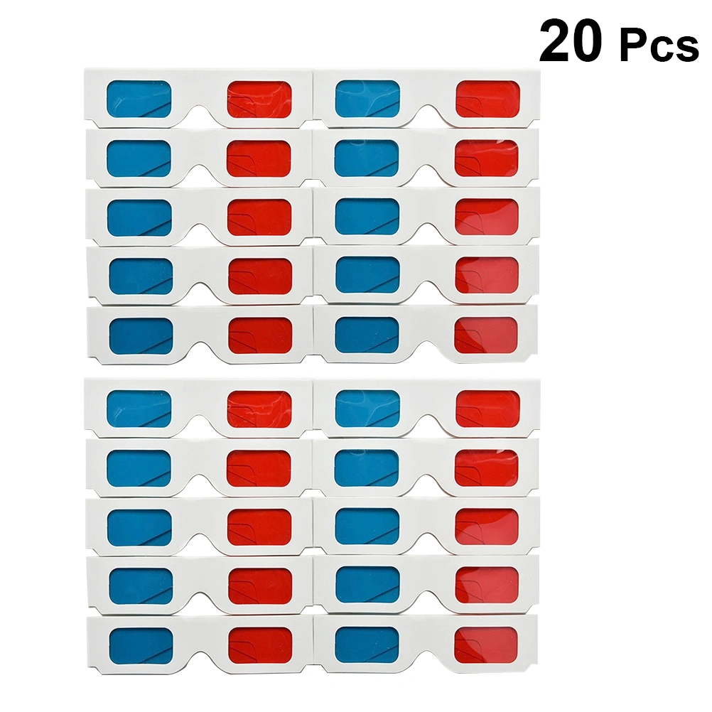 20pcs Paper-framed Stereoscopic Glasses 3D Eye Glasses Eyewear Decor for Cinema Movie Theater