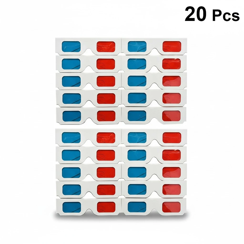 20pcs Paper-framed Stereoscopic Glasses 3D Eye Glasses Eyewear Decor for Cinema Movie Theater