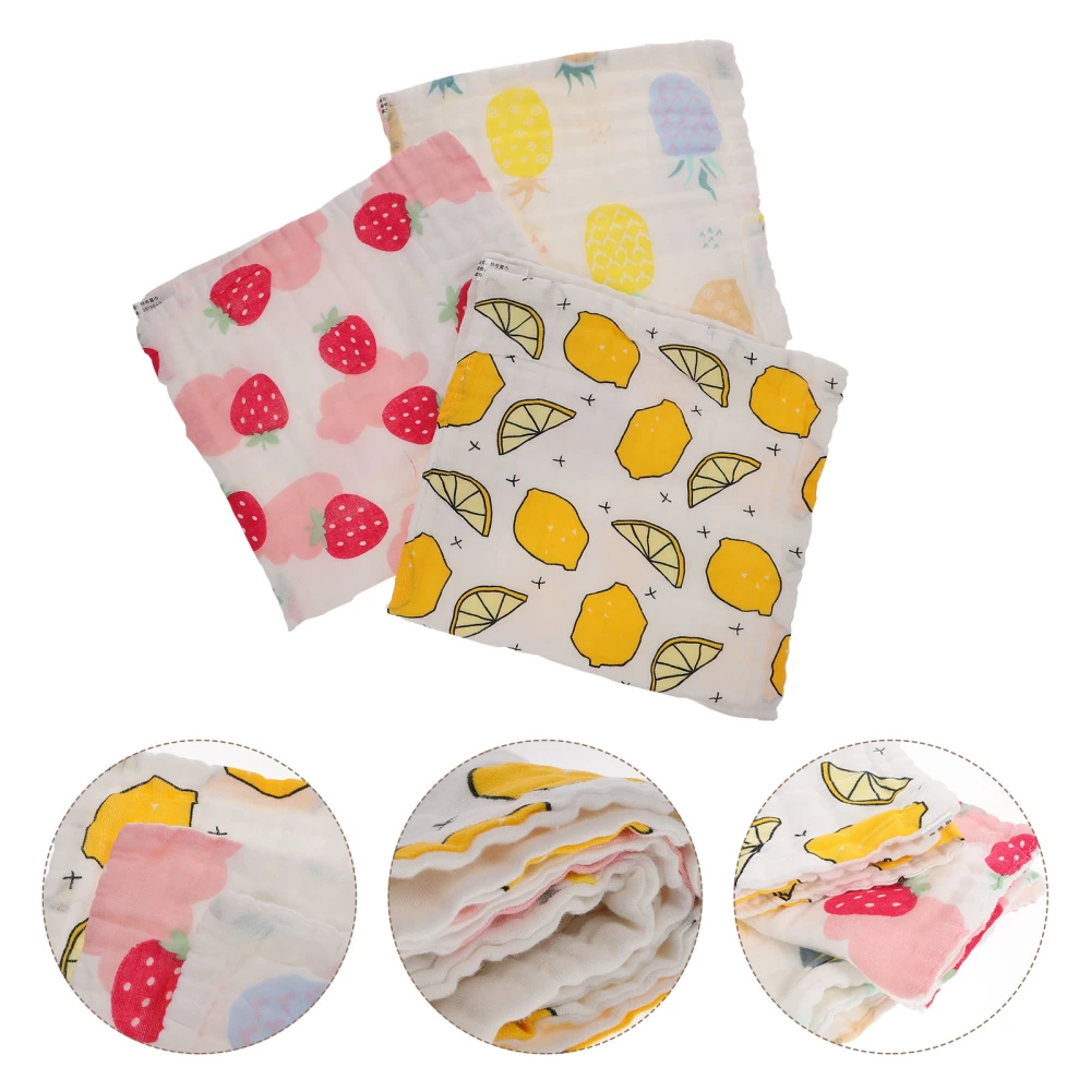 3pcs Baby Towels Cotton Burping Washcloth Baby Face Towel Drool Saliva Towel