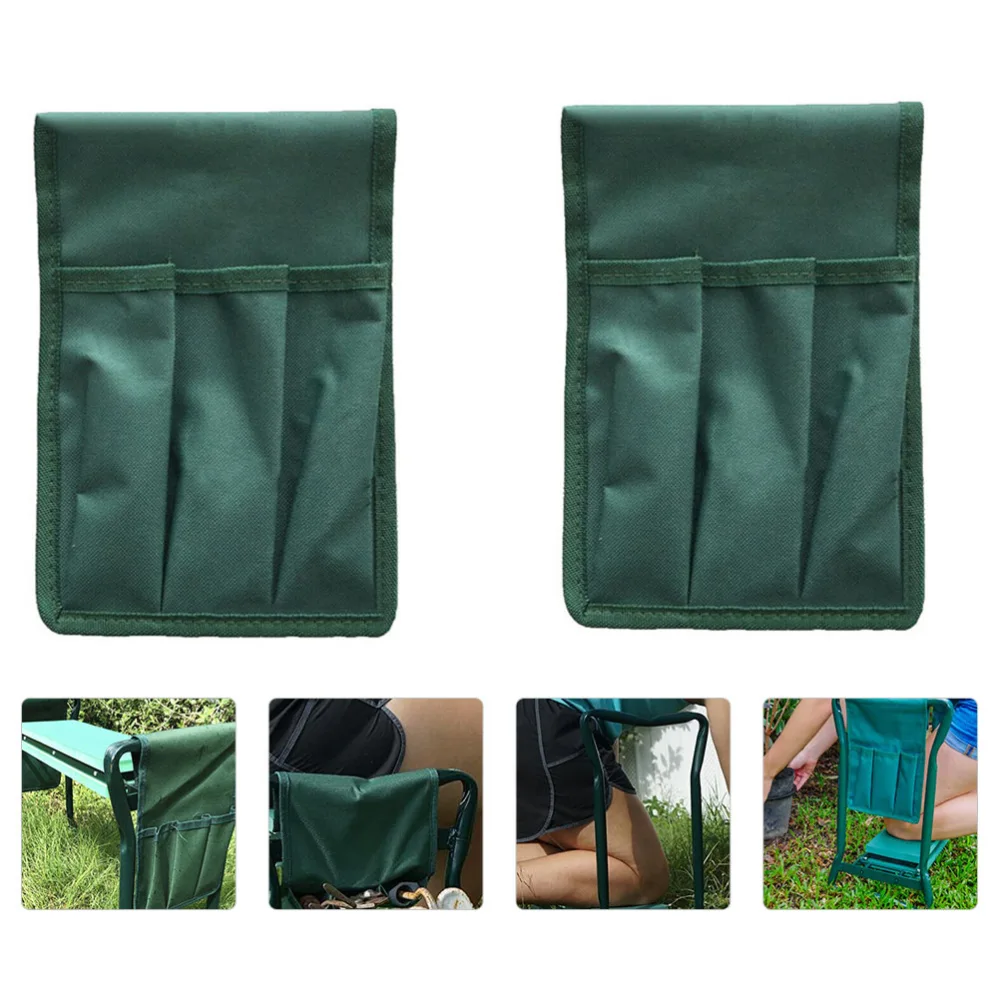 2Pc Multipurpose Garden Kneeler Seat Tool Bags Gardening Tool Pouches (Green)