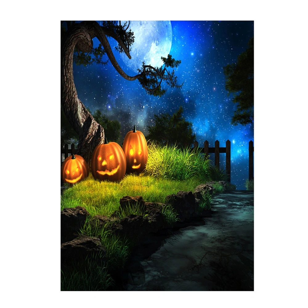 90*150cm 3D Halloween Creepy Backdrop Realistic Horror Pumpkin Scary Woods Background for Parties Photography Studio Photo Booth