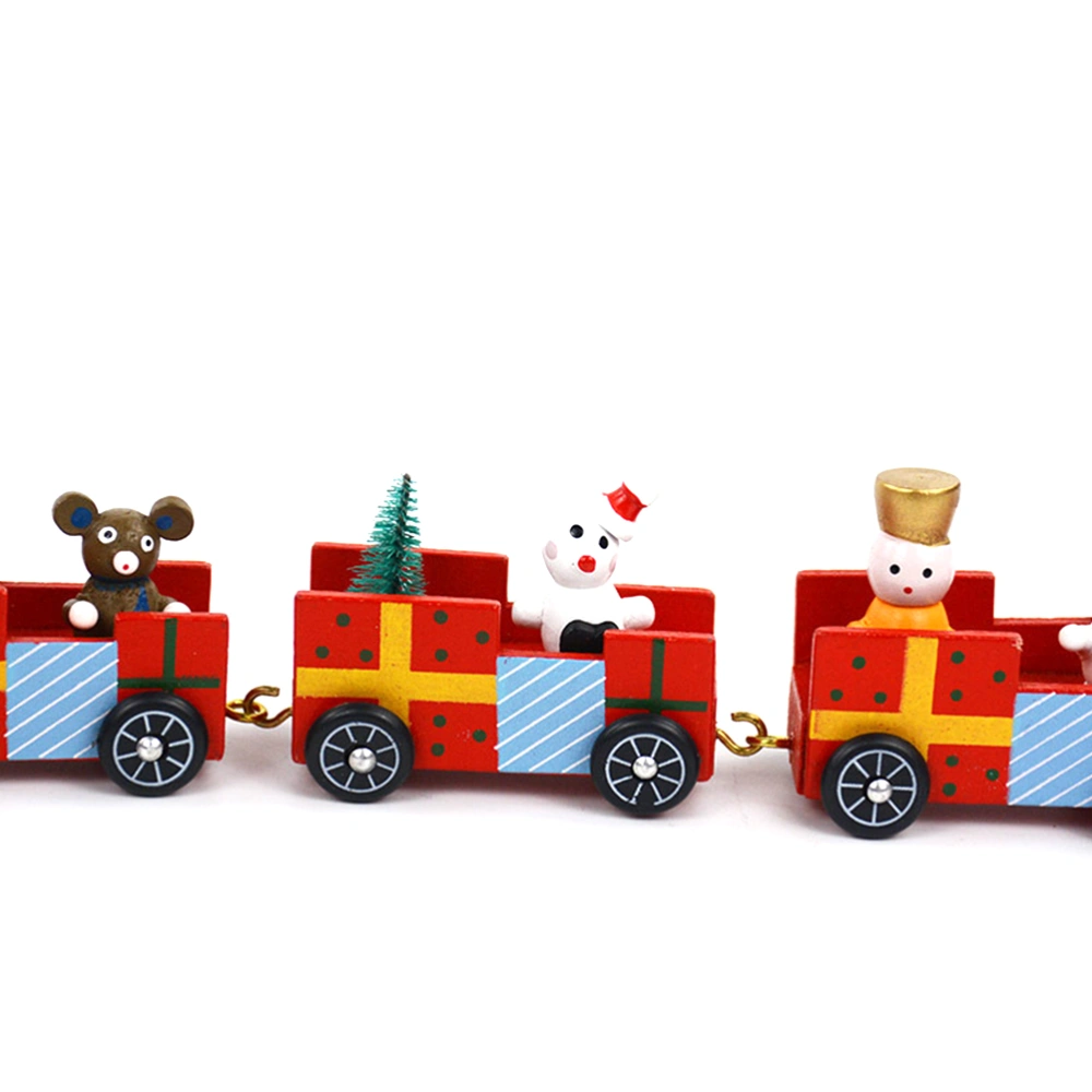 Christmas Wooden Train Decoration Creative Big Train Adornment Desktop Gift for Party Festival