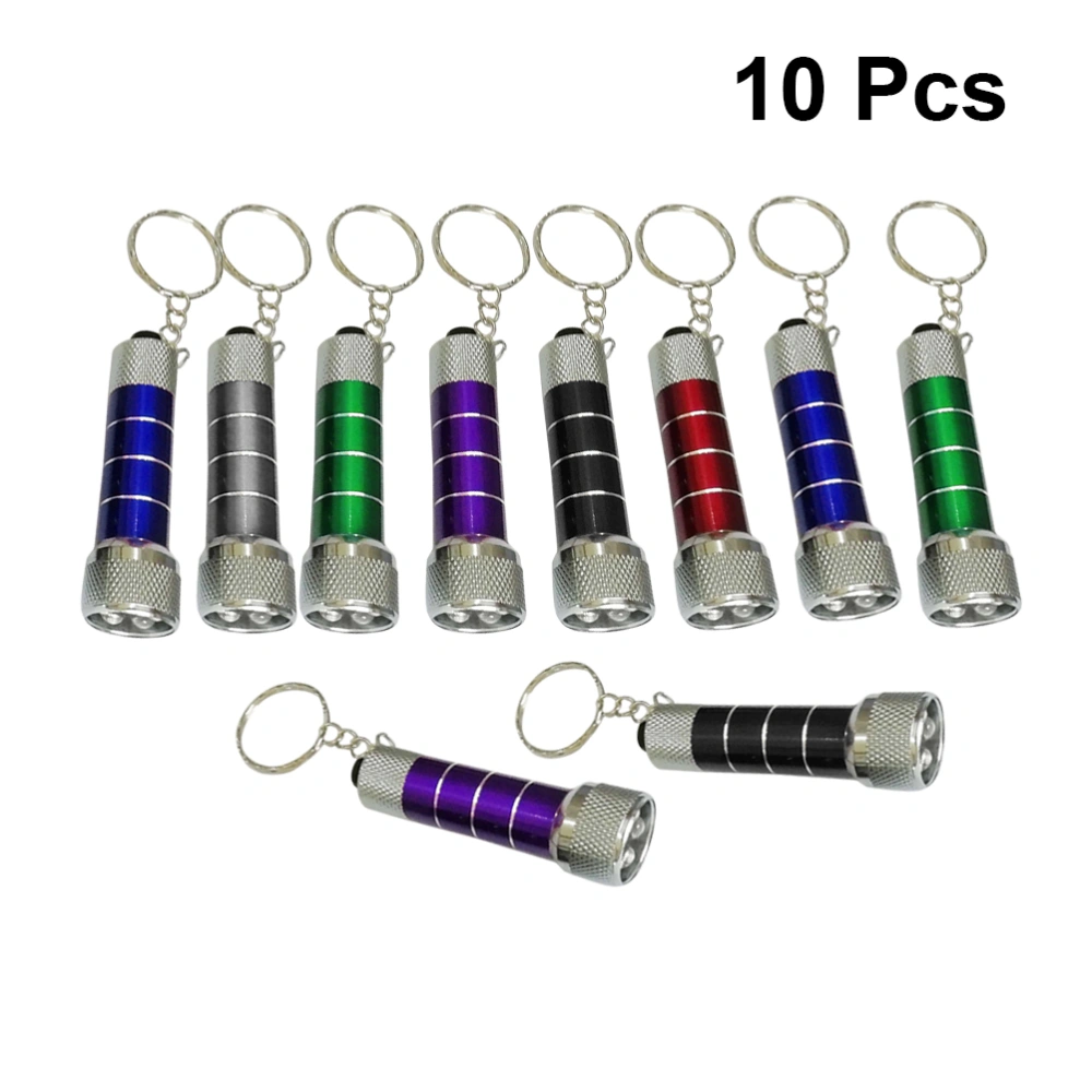 10pcs Mini Flashlight Creative 5 LED Powerful Flashlight Keyring Torch Keychain for Kids Random Color