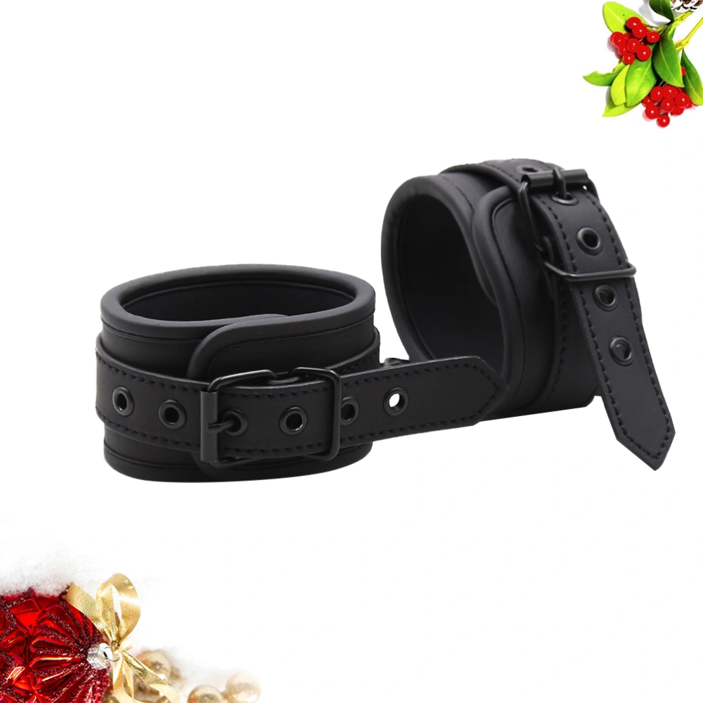 1 Pair Sponge Wrap-around Clasp Handcuffs Leather Handcuffs Couple Fun Adult Toy (Handcuff)