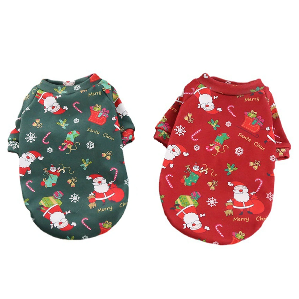 2Pcs Christmas Pet Clothing Dog Cat Colored Printing Costume Outdoor Pet Costume