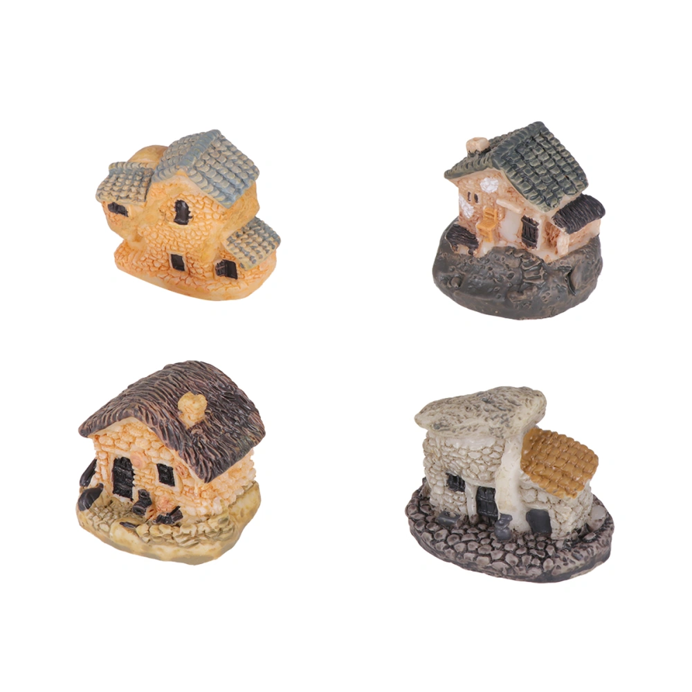 4pcs Micro Landscape Villa Adornment Micro Landscape Decoration Accessories Resin Villa Craft Model (Style 1)