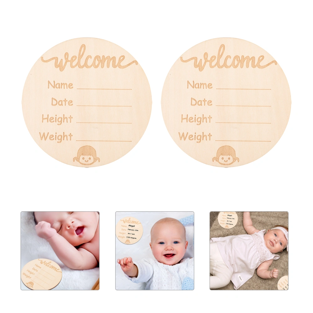 4Pcs Birth Announcement Sign Hospital Wood Birth Name Sign Newborn Photo Props