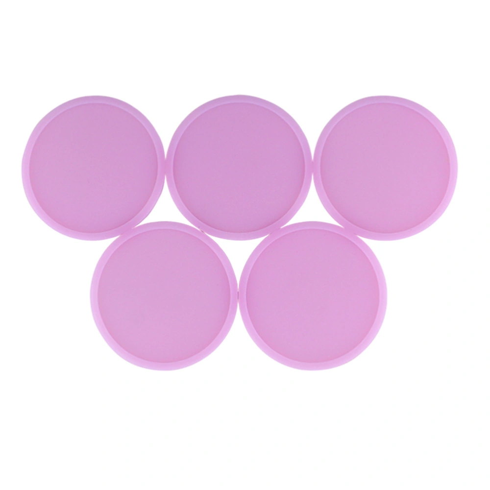 5 Pcs Silicone Coasters Anti-slip Waterproof Luminous Cup Mat Home Kitchen Round Cup Pad (Pink, 10x10cm)