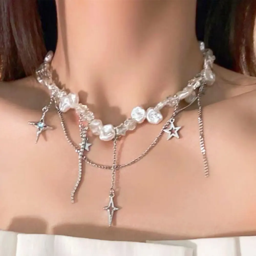 Special-interest Design Freshwater Shaped Pearl Tassel Clavicle Chain