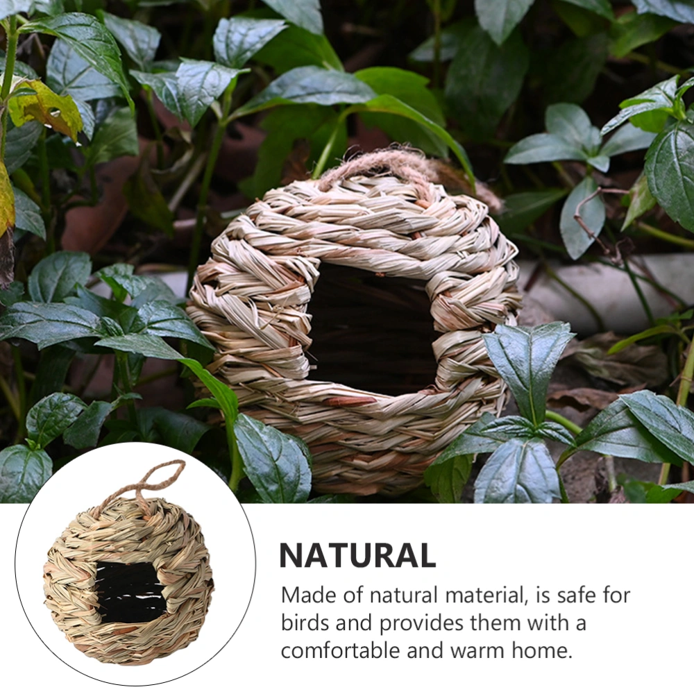 2Pcs Handwoven Hummingbird House Straw Bird Nest Hut Cozy Birds Resting Place