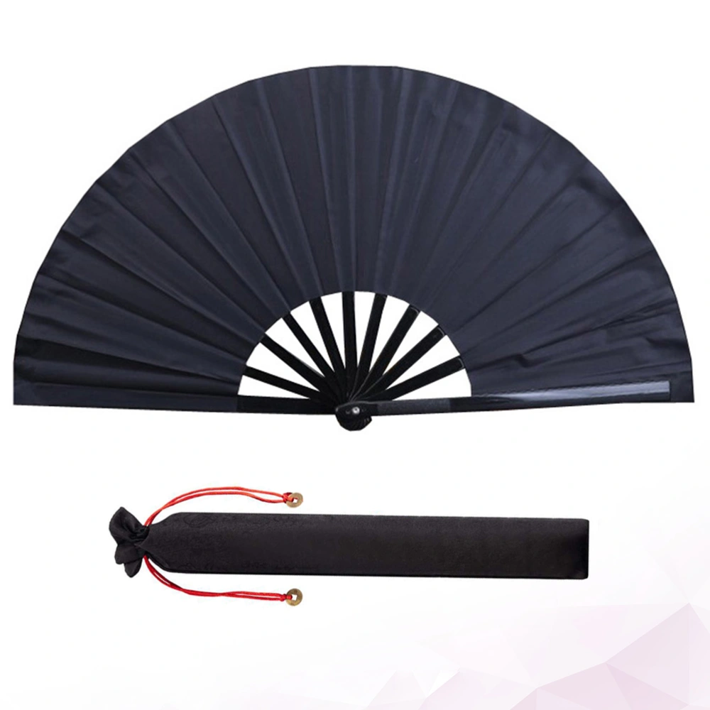 1 Set Portable Folding Fans Handheld Fans Practical Stage Performance Fans Chinese Kongfu Fan for Decoration Gifts (Black)