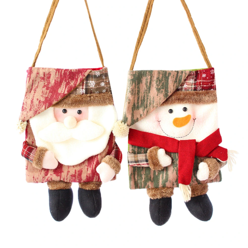 2pcs Christmas Gift Bags Portable Fabric Tote Bags for Party Favors Candies Chocolate Biscuits