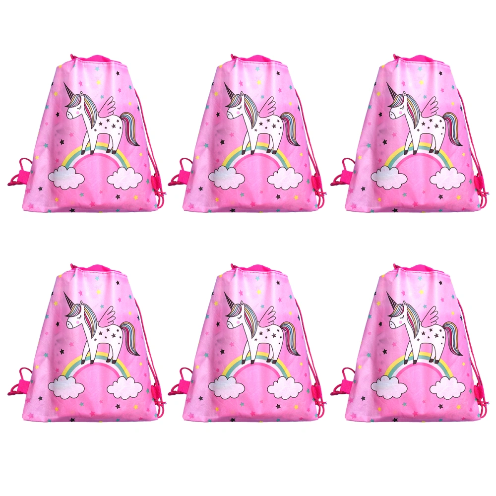 6PCS Multi-style Travel Backpack Unicorn 3D Printing Drawstring Bag