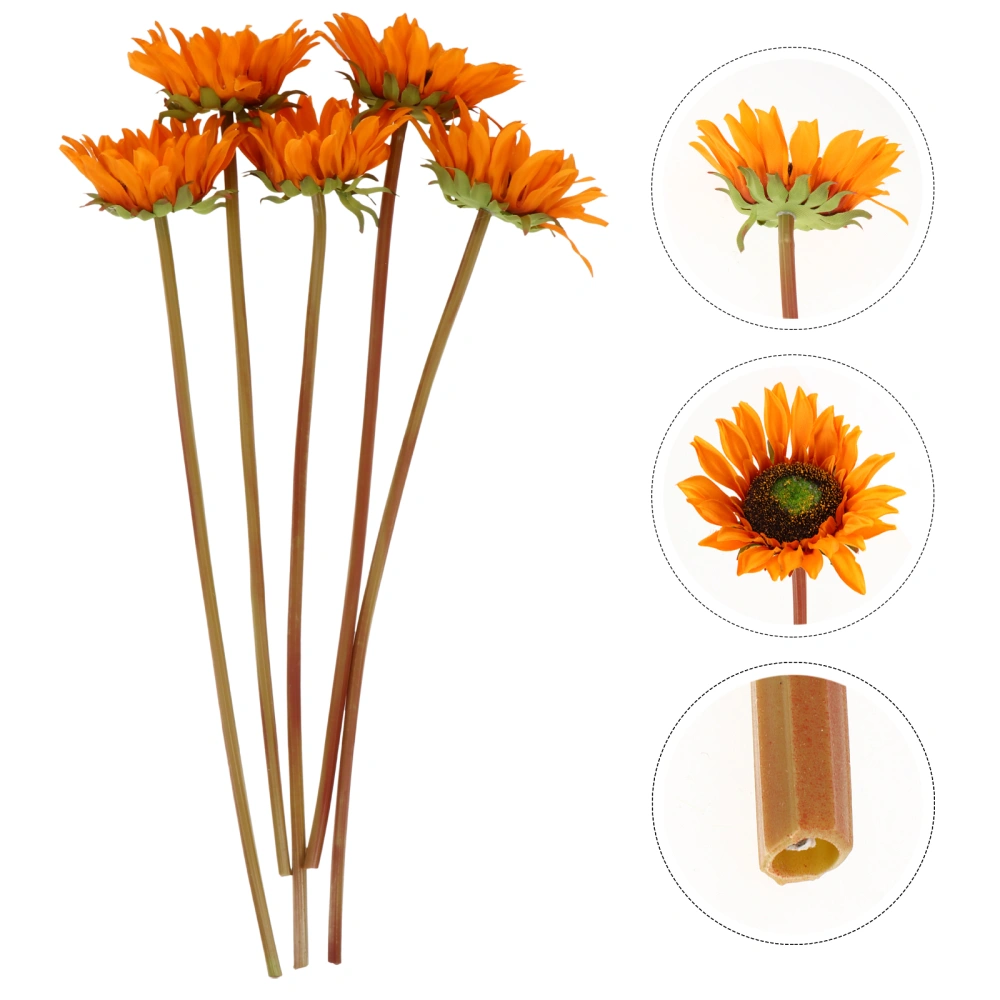 5pcs Creative Silk Chrysanthemum Lifelike Silk Flowers Beautiful Wedding Decors