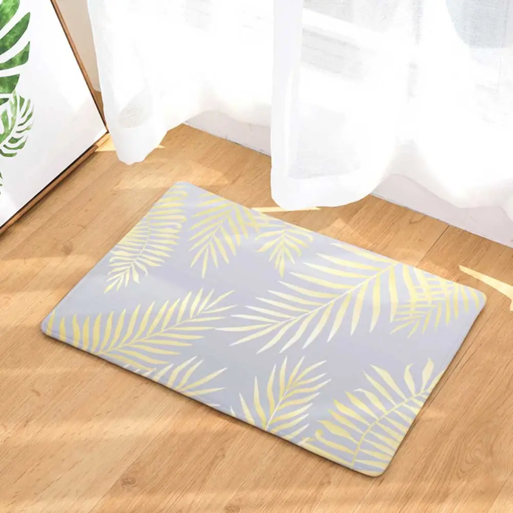 1PC Leaf Printed Floor Mat Household Door Mat Digital Printed Foot Pad Skid Resistance Floor Cushion Water Absorption Foot Cushion for Bathroom Toilet Kitchen Use Size 2 Style 6