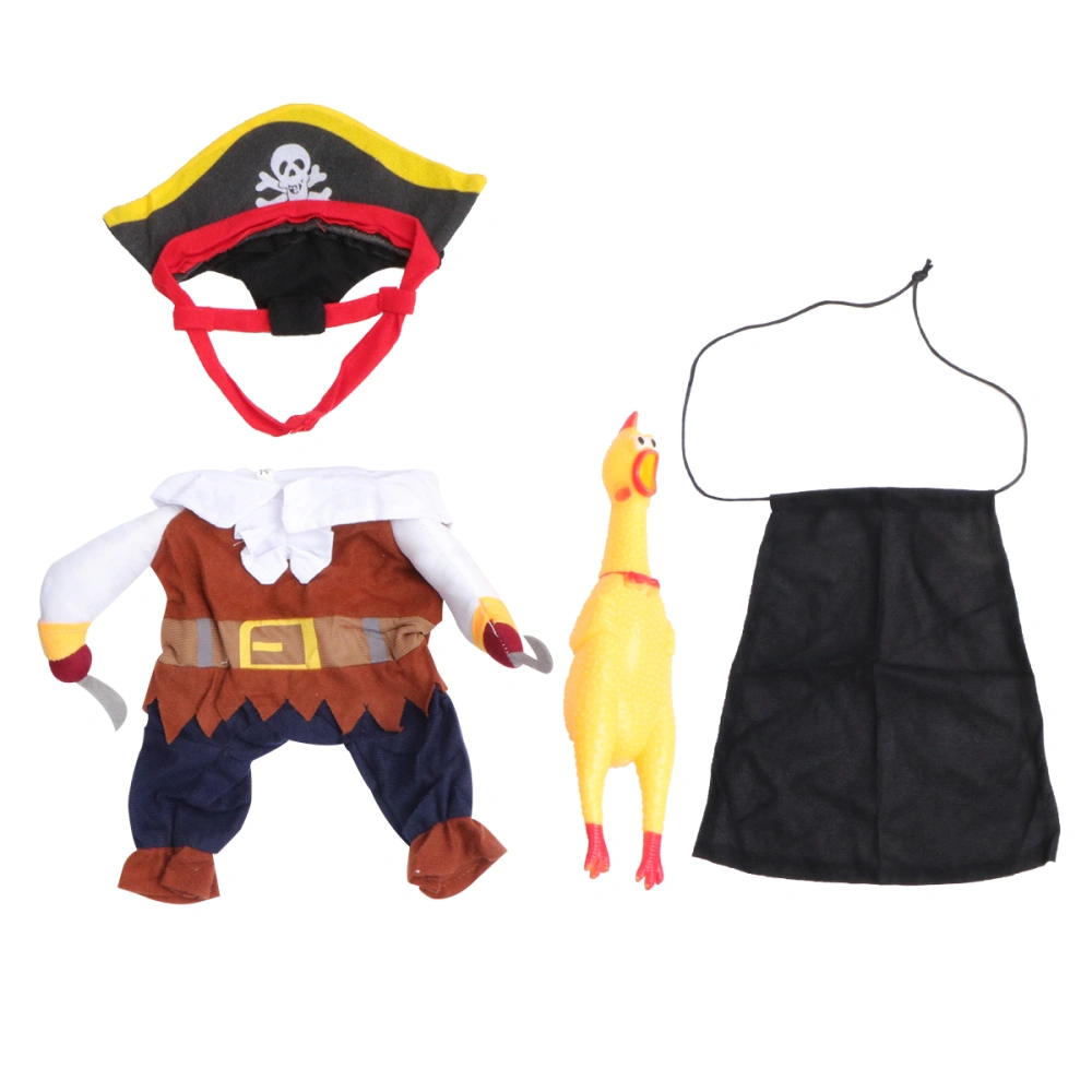 Pet Pirates Cloth Set Halloween Funny Dog Size L Clothes Transfiguration Dog Clothes Transformed Clothes Cosplay Costume with Screaming Chicken