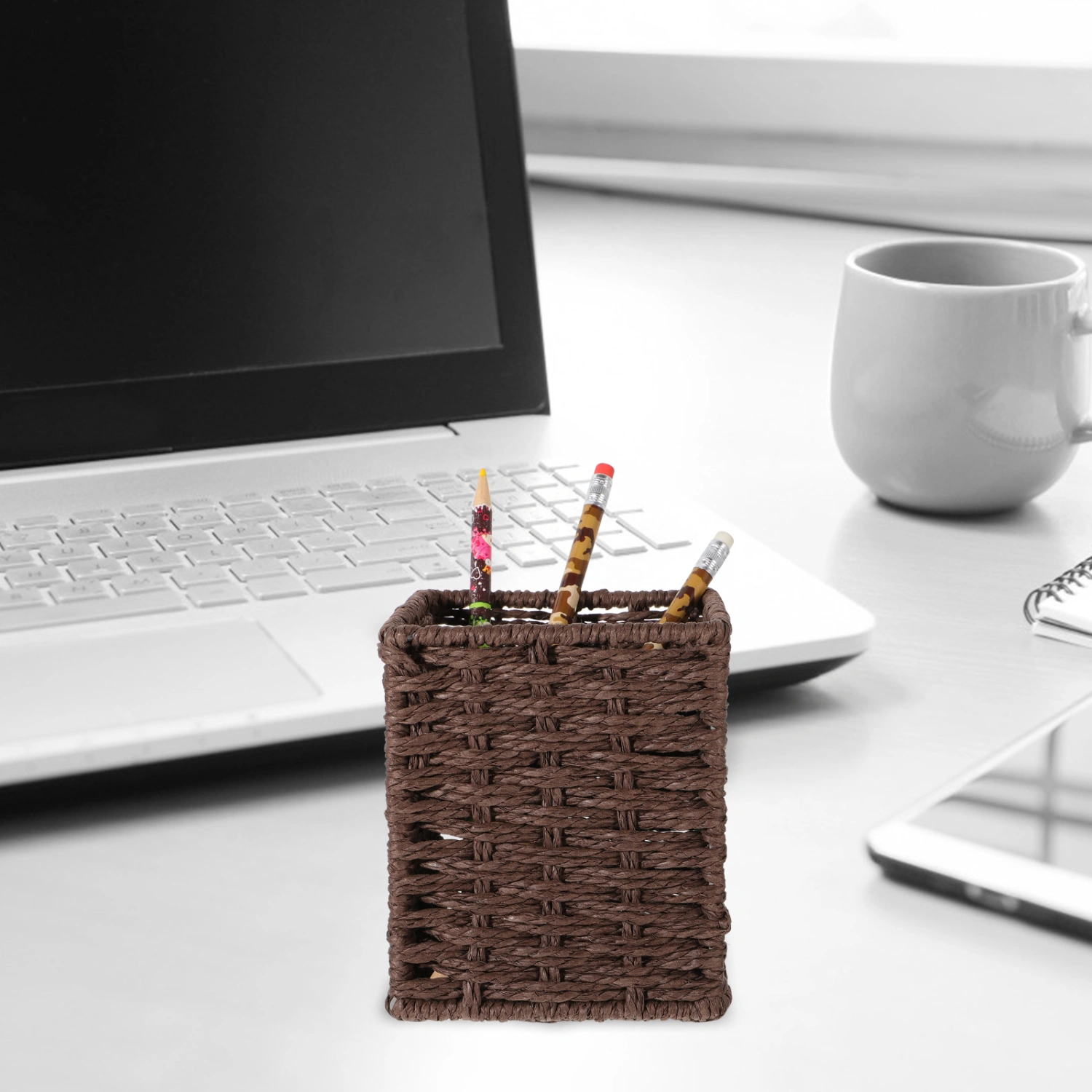 1PC Hand-woven Storage Box Tea Table Sundries Basket Office Desktop Pen Holder