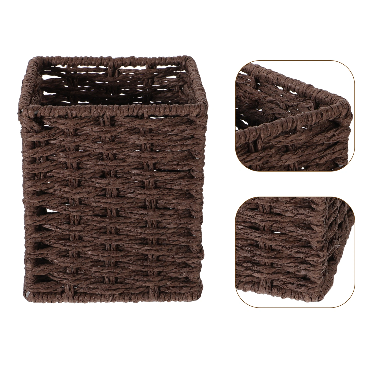 1PC Hand-woven Storage Box Tea Table Sundries Basket Office Desktop Pen Holder