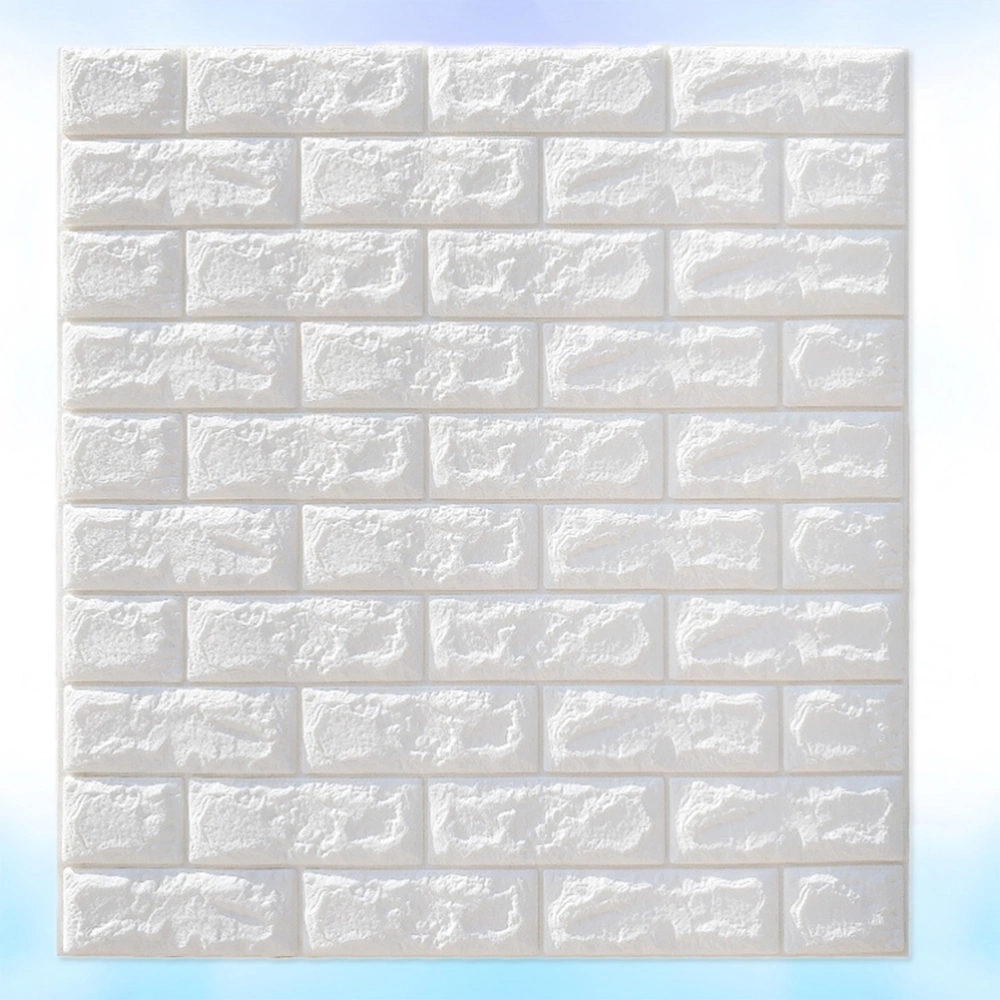 3D Brick Wall Stickers Self-adhesive Panel Decal Wallpaper for TV Walls Sofa Background Wall Decor (White) - 70x77cm