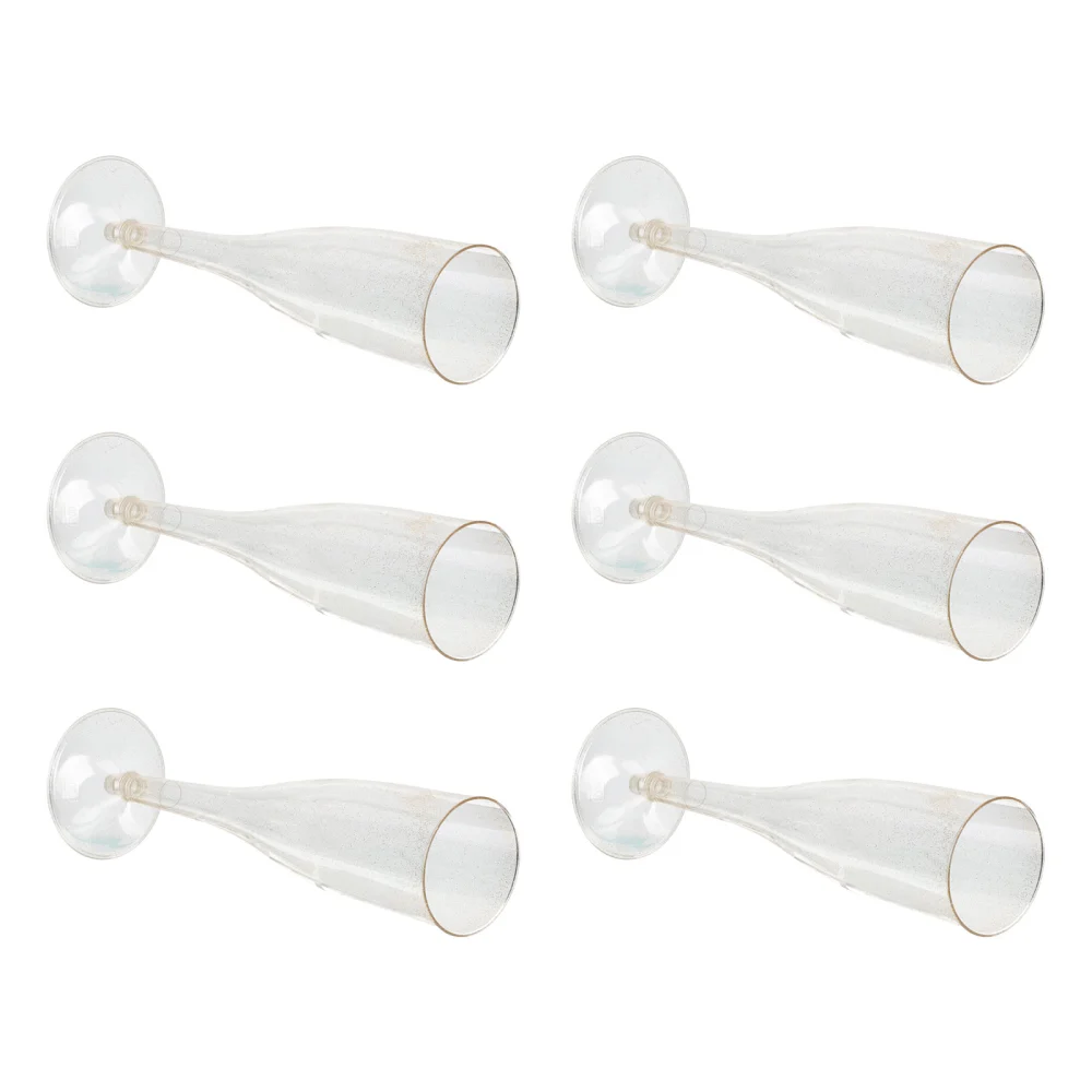 6Pcs Plastic Footed Cup One Time Wine Glass Plastic Footed Glass Disposable Champagne Flutes