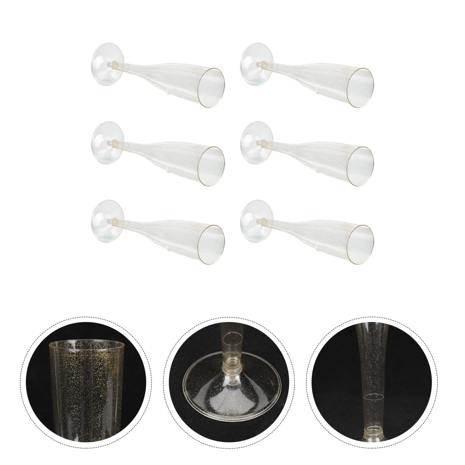 6Pcs Plastic Footed Cup One Time Wine Glass Plastic Footed Glass Disposable Champagne Flutes