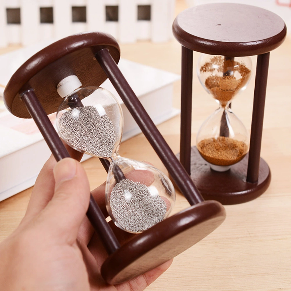 Retro Creative Wooden Hourglass Sandglass Sand Clock Timers Decoration Brushing Teeth Tea Time Toy Home Ornaments Birthday Wedding Gift (Random Pattern)