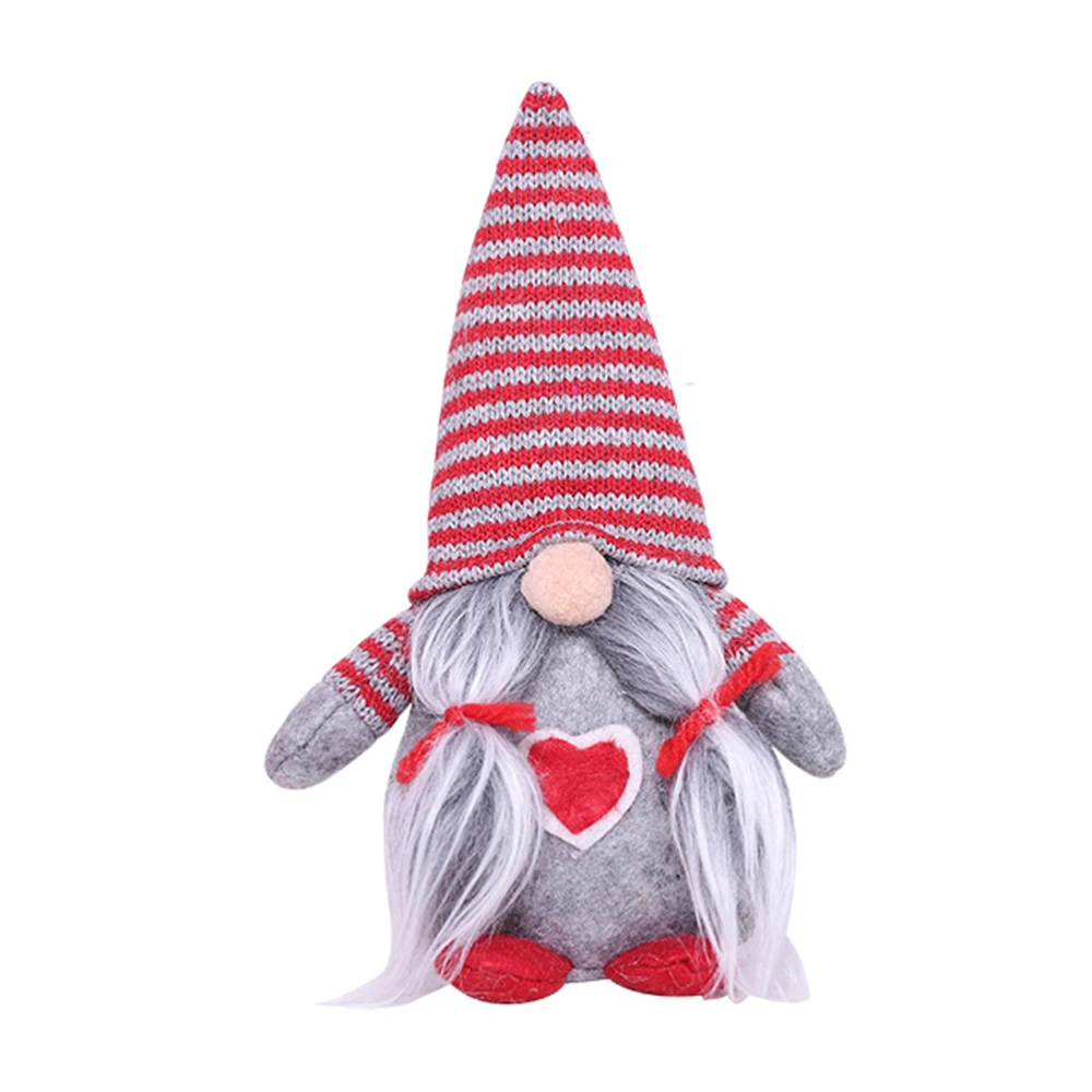 Christmas Sitting Faceless Doll Cartoon Long Beard No Face Sitting Doll Pendant Xmas Party Christmas Tree Ornament Grey