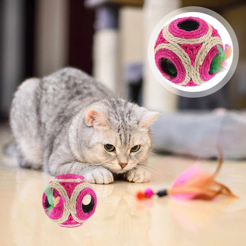 1pc Cat Toy Sisal Ball Toy 6-holes Grinding Claws and Chewing Toy for Pet