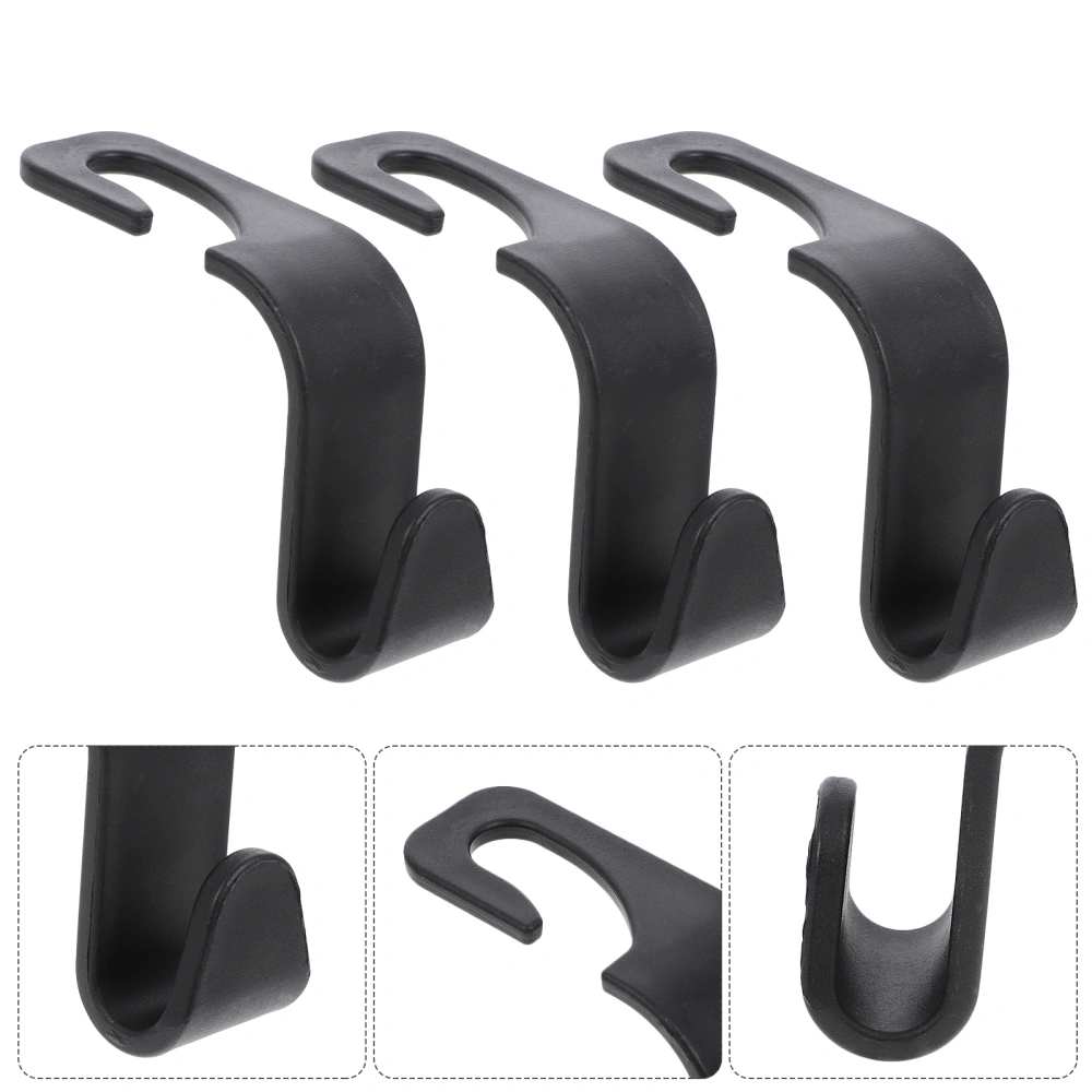 6pcs Car Seat Back Hooks Headrest Hangers Organizers for Handbags Purses Grocery Bags (Black)