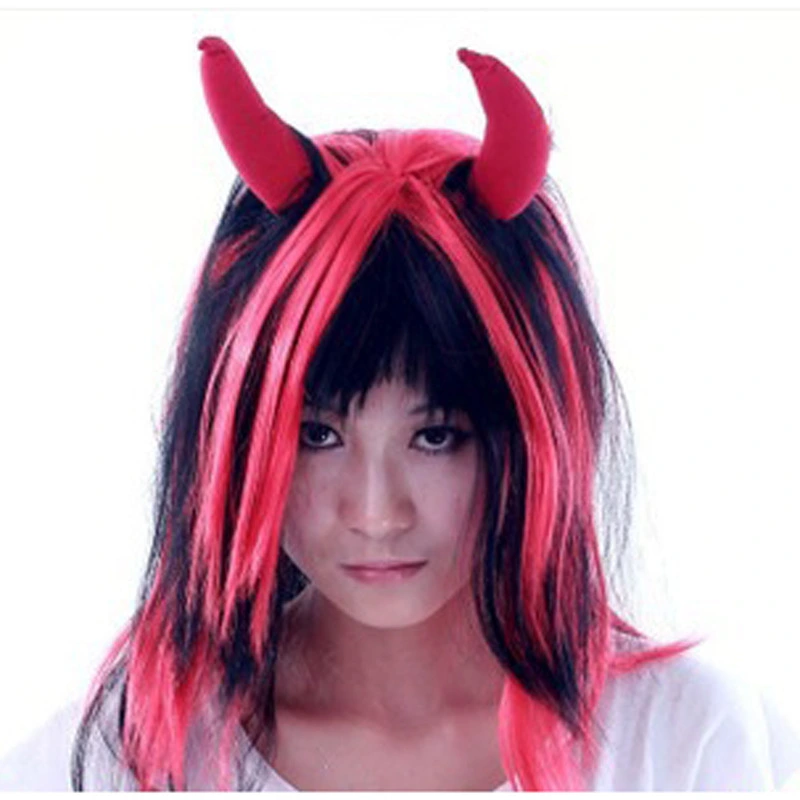 Bull Horn Cosplay Wig Creative Cosplay Wig Long Straight Wig For Cosplay Party Halloween