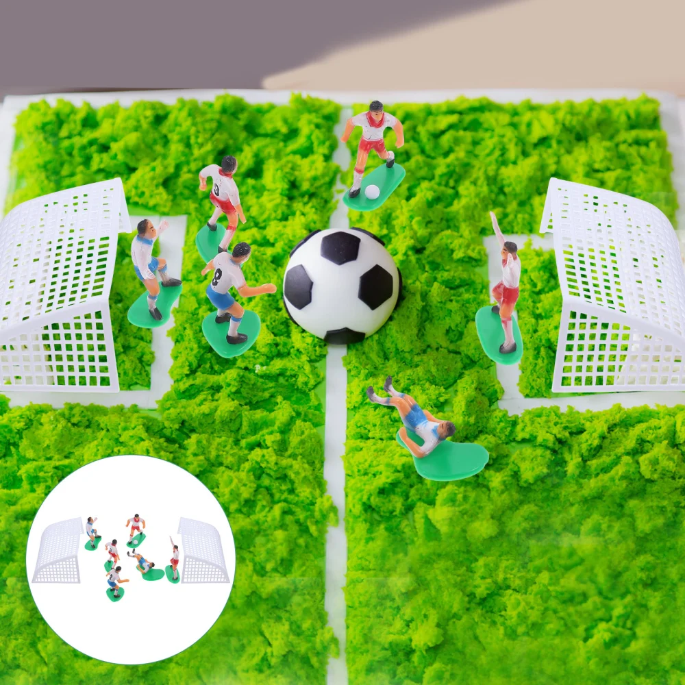 1 Set Cake Decor Soccer Cake Decoration Soccer Themed Landscape Decors Miniature Soccer Figure