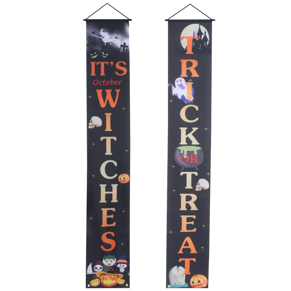 1 Pair Halloween Door Curtains Halloween Party Porch Couplets Backdrop Cloth