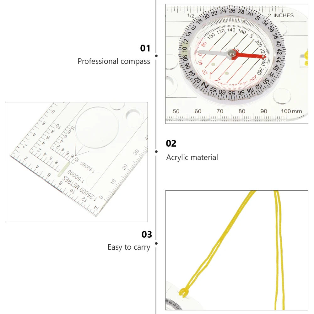 3pcs Orienteering Compass Outdoor Hiking Backpacking Compass Scale Ruler