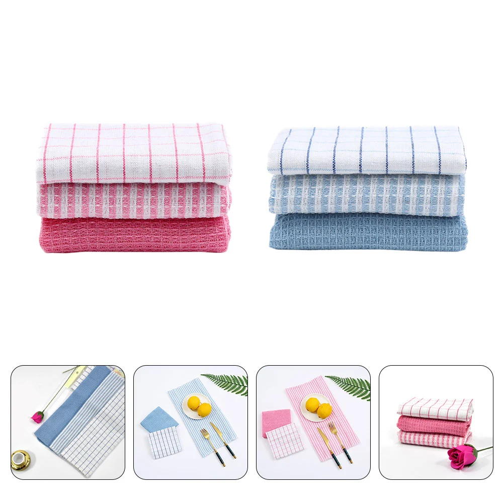 6pcs Home Dish Towels Water Absorbent Wiping Rags Kitchen Washing Cloths