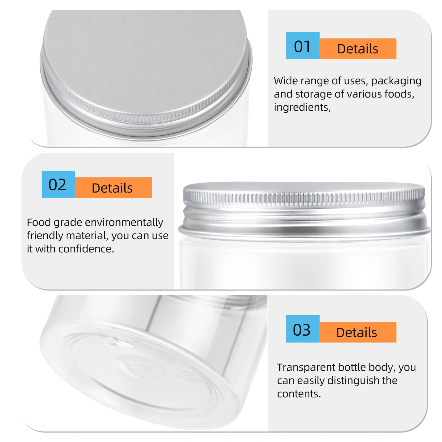 6pcs 100ml Kitchen Food Storage Containers Kitchen Sugar Tea Snacks Containers