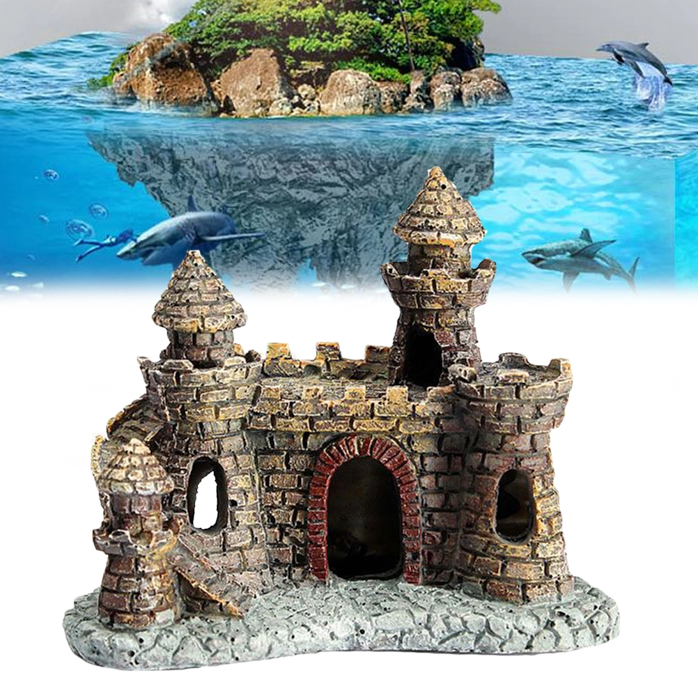 Artificial Resin Cartoon Castle Aquariums Decorations Castle Tower Ornaments Fish Tank Aquarium Accessories Decor