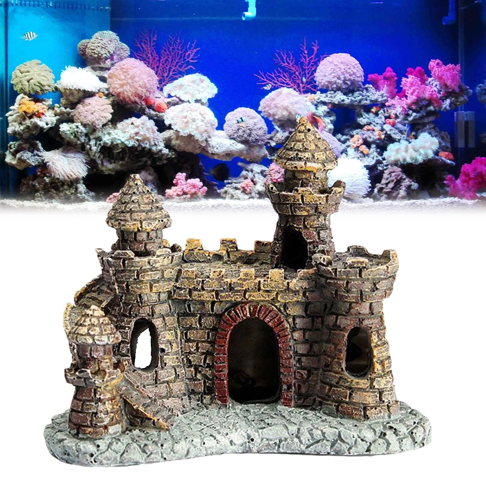 Artificial Resin Cartoon Castle Aquariums Decorations Castle Tower Ornaments Fish Tank Aquarium Accessories Decor