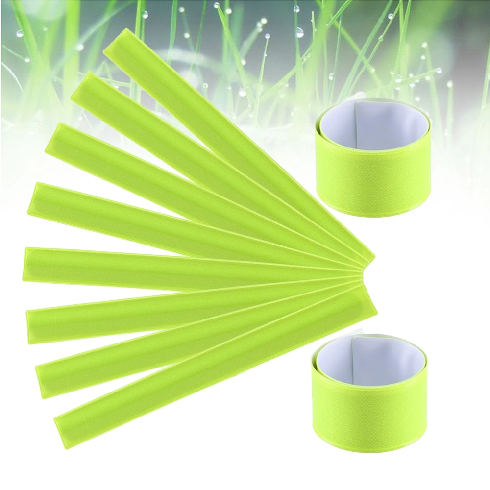 10pcs PVC Reflect Light Wrist Band Night Running Reflective Bracelets Safety Armbands for Hiking Jogging (Green)