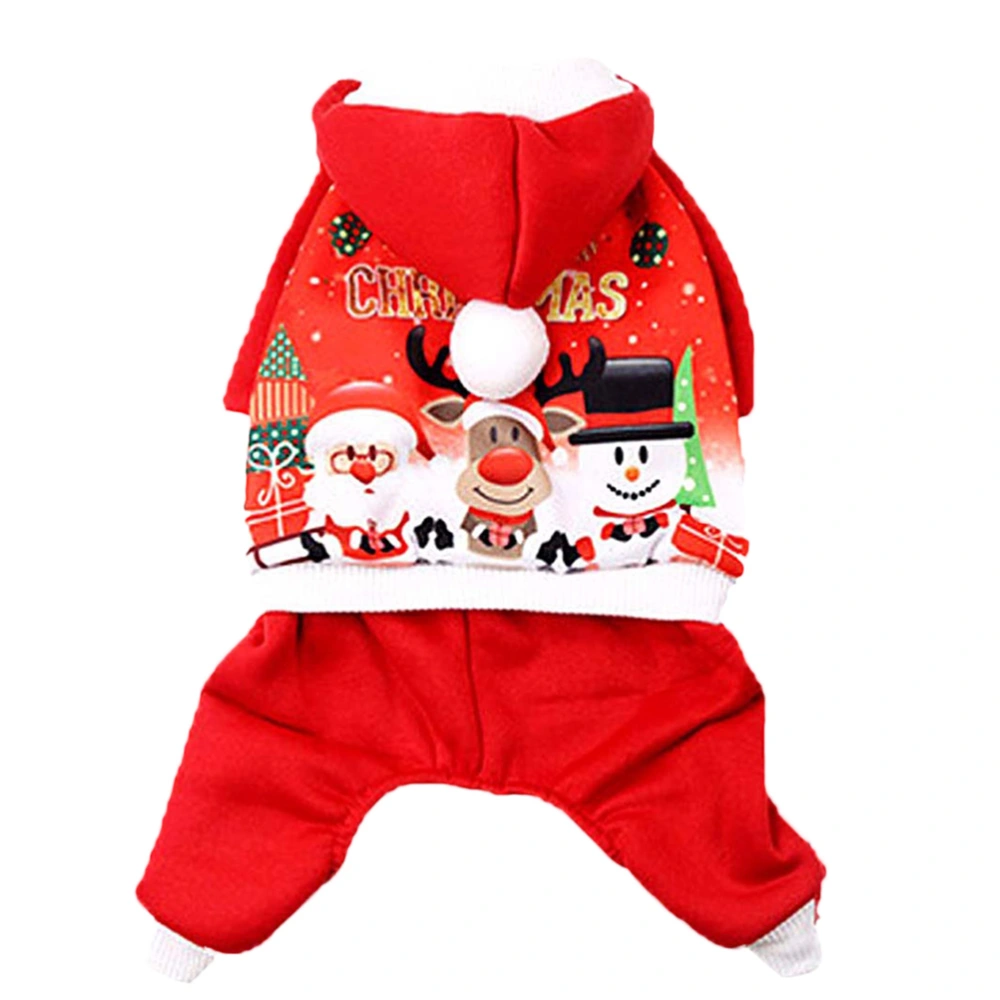 Pet Xmas Clothes Christmas Dog Cat Four Feet Hoodie Clothes Pet Winter Costume Size XXL (Red)