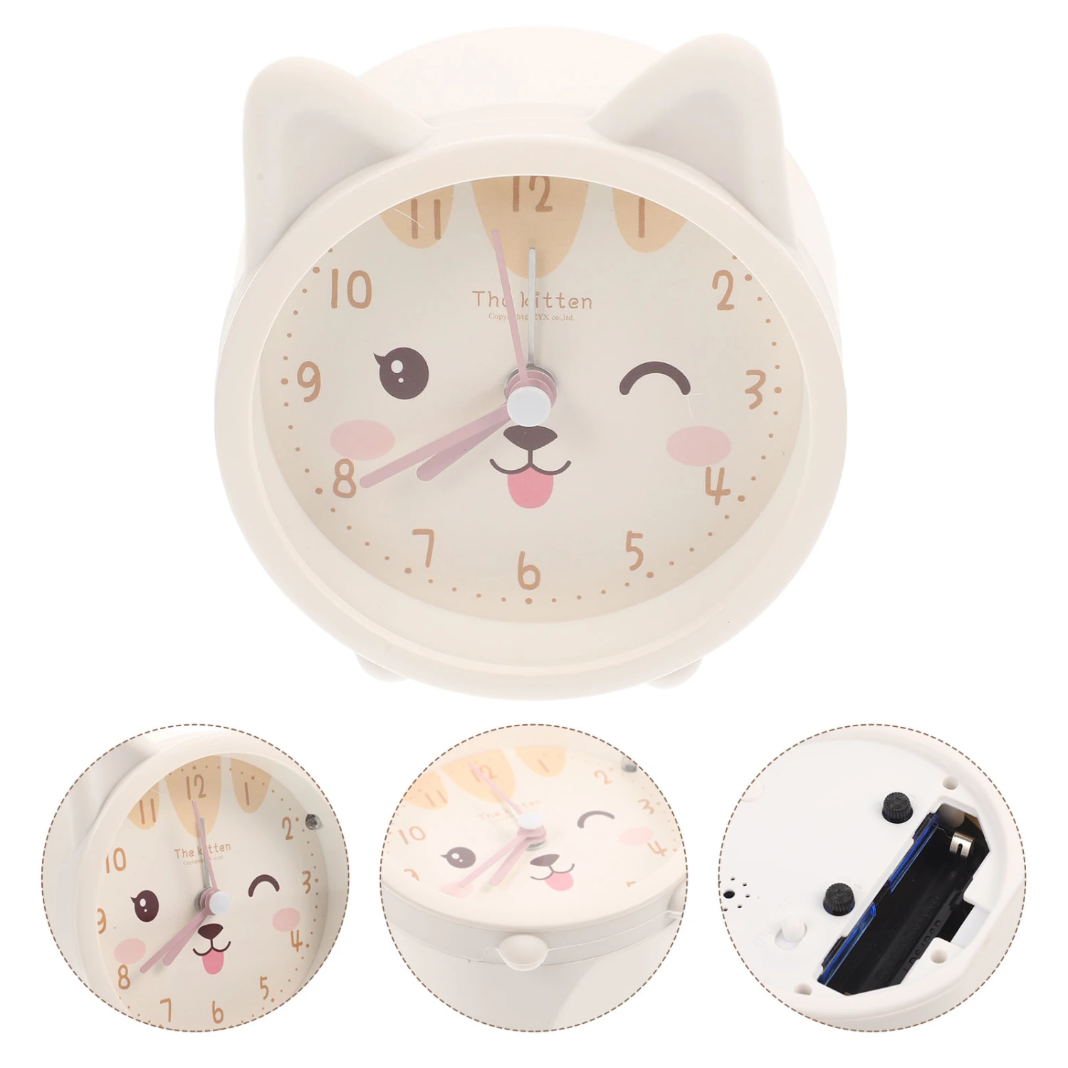 Lovely Kitten Ear Alarm Clock Mute Alarm Clock Desktop Alarm Clock Without Battery