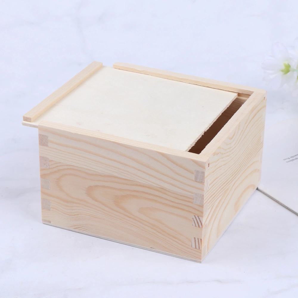 1Pc 12x11.8x7.6cm Wooden Gift Box with Push Cover Simple Square Jewelry Gift Case Bracelet Storage Box Gift Holder for Birthday Party