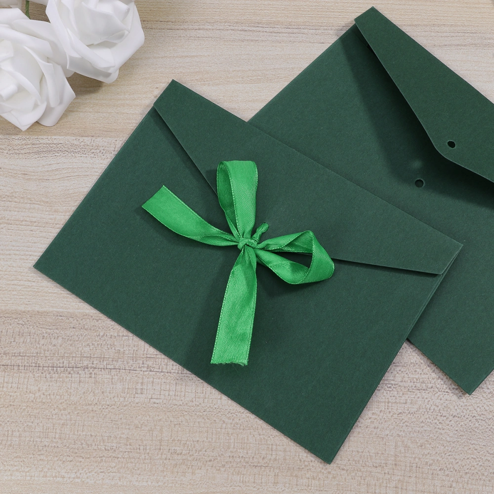 10 Pcs 17.5x12.5cm Retro Creative Bow Invitation Cards Envelopes for Wedding Birthday Party (Dark Green)