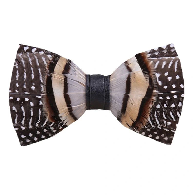 Weijian 258 Black And White Dots Khaki Feather Wedding Groom Best Man Bow Wedding Shirt Men's Bow Tie Bow Tie