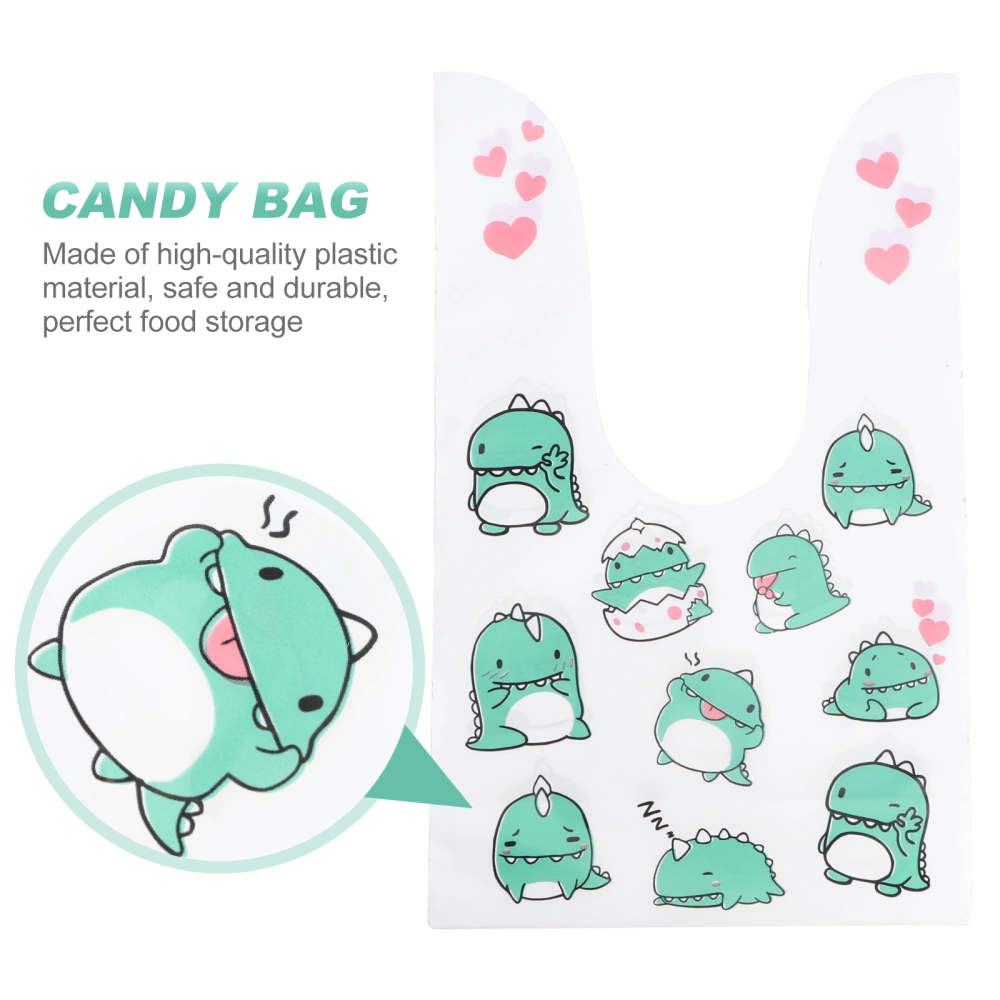 50pcs Cartoon Candy Wrapping Bags Cookies Bags Holiday Candy Containers (Green)