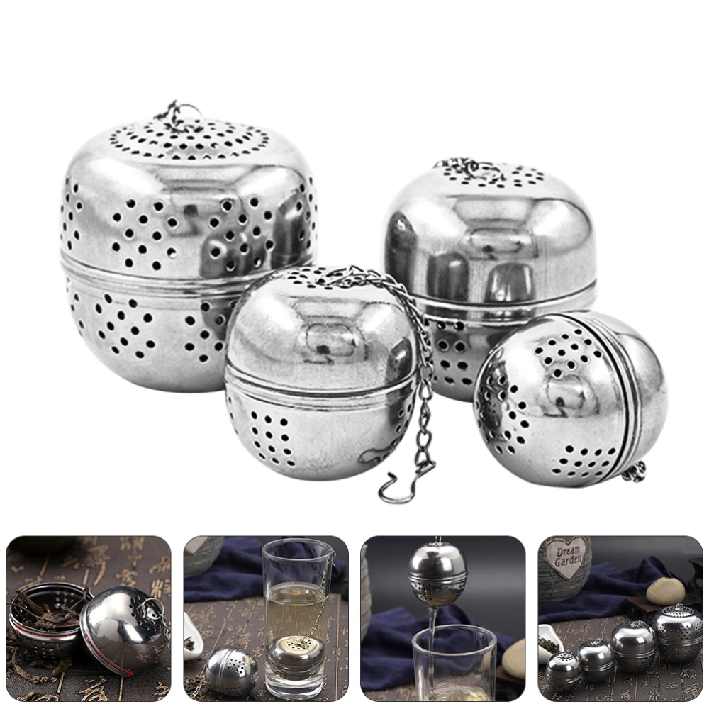 4pcs Stainless Steel Mesh Ball Tea Ball Hot Pot Seasoning Strainer Filters