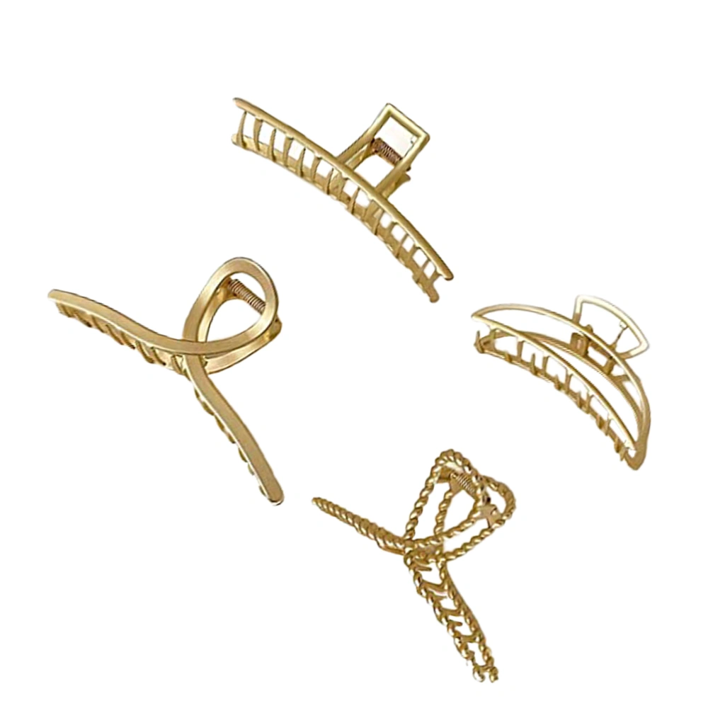 4Pcs Stylish Large Hair Clamps Hair Claws Simple Hair Clips Accessories (Golden)