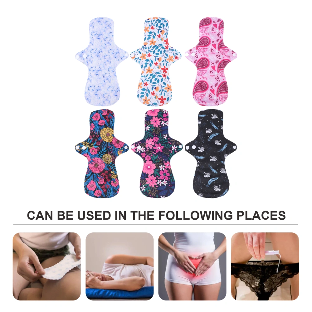 6Pcs Reusable and Washable Sanitary Pads Adult Nursing Mats (Assorted Color)