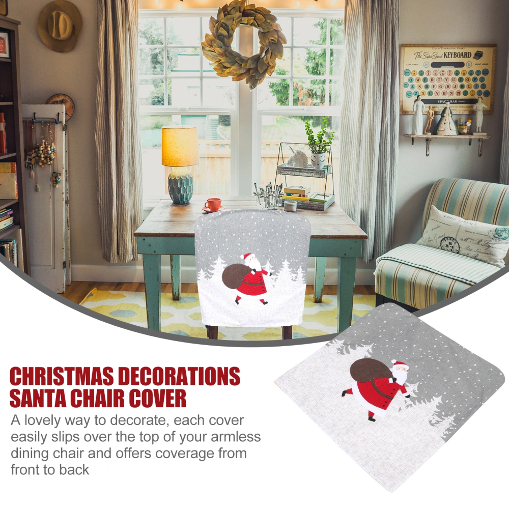 2Pcs Decorative Chair Cover Xmas Themed Chair Protection Cover for Home (Red)